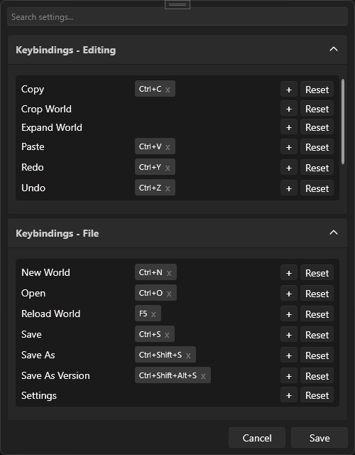 Tool Keybindings